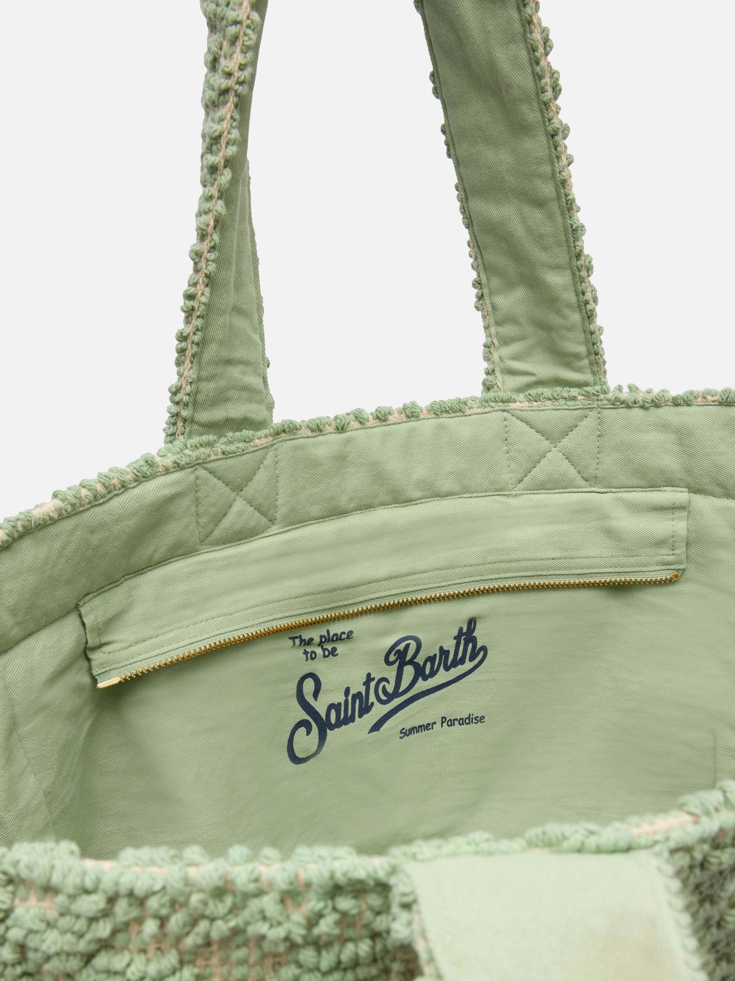 Salbeigrüne Tufting-Baumwoll-Einkaufstasche