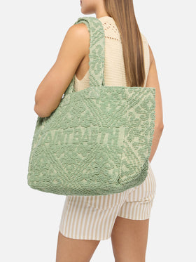 Salbeigrüne Tufting-Baumwoll-Einkaufstasche