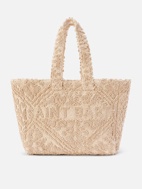 Borsa Tufting in cotone con ricamo in rilievo