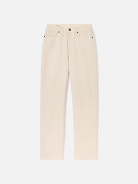 Off white June cotton denim trousers with logo embroidery