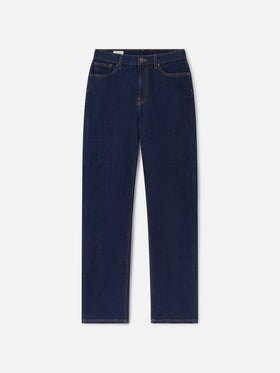 Blue Pantalon June en denim de coton avec broderie monogramme SB 