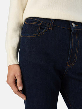Blue pantalones June de denim de algodón con bordado de monograma SB 