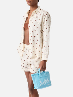Mini vanity bag en toile unie bleu clair 