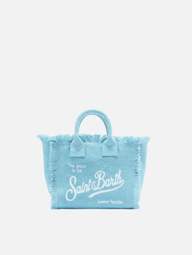 Mini vanity bag en toile unie bleu clair 