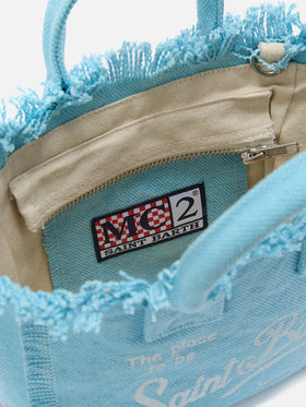 Mini vanity bag en toile unie bleu clair 