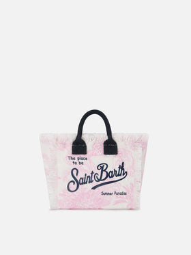 Borsa Vanity mini in canvas con stampa toile de Jouy rosa