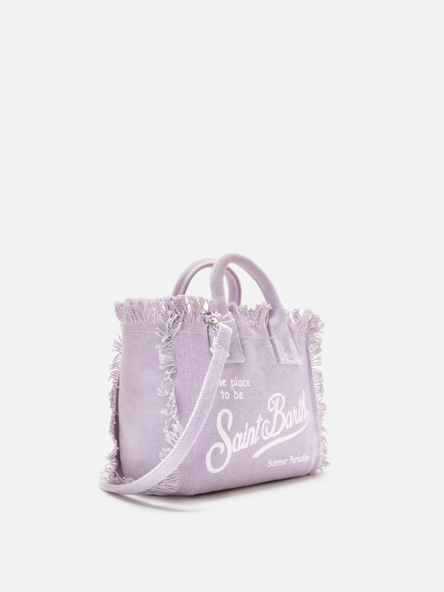 Borsa Vanity mini in canvas lilla tinta unita