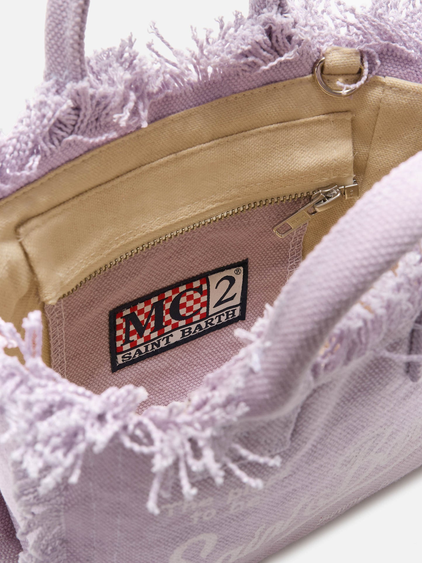 Borsa Vanity mini in canvas lilla tinta unita