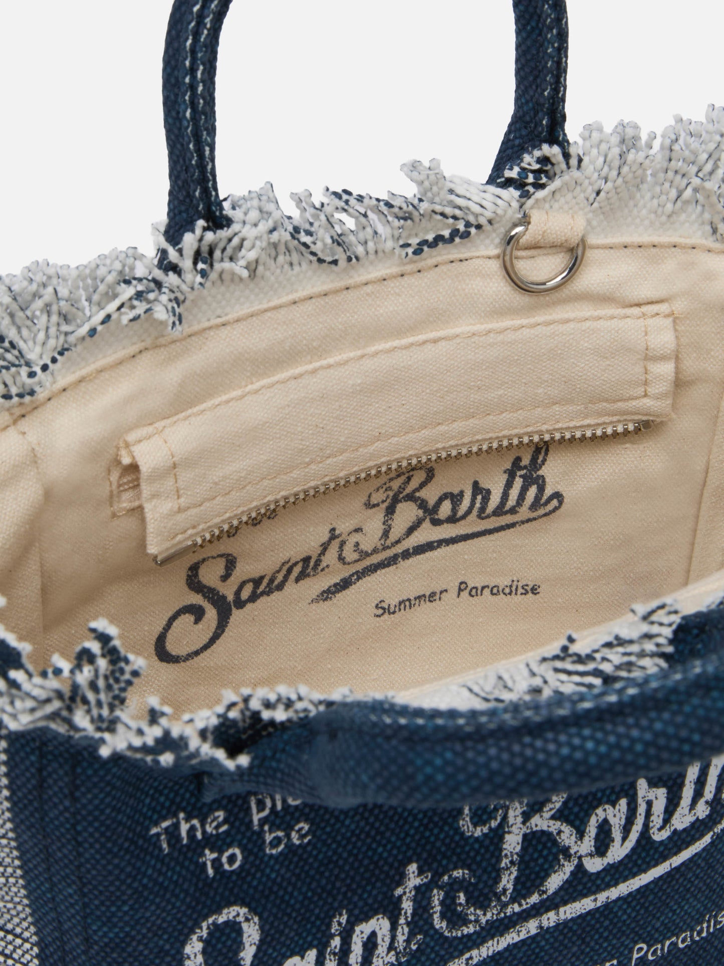 Mini-Kosmetiktasche aus Indigo-Baumwollcanvas