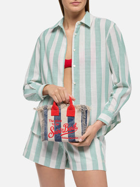 Cotton canvas Mini Vanity bag with striped print - MC2 Saint Barth