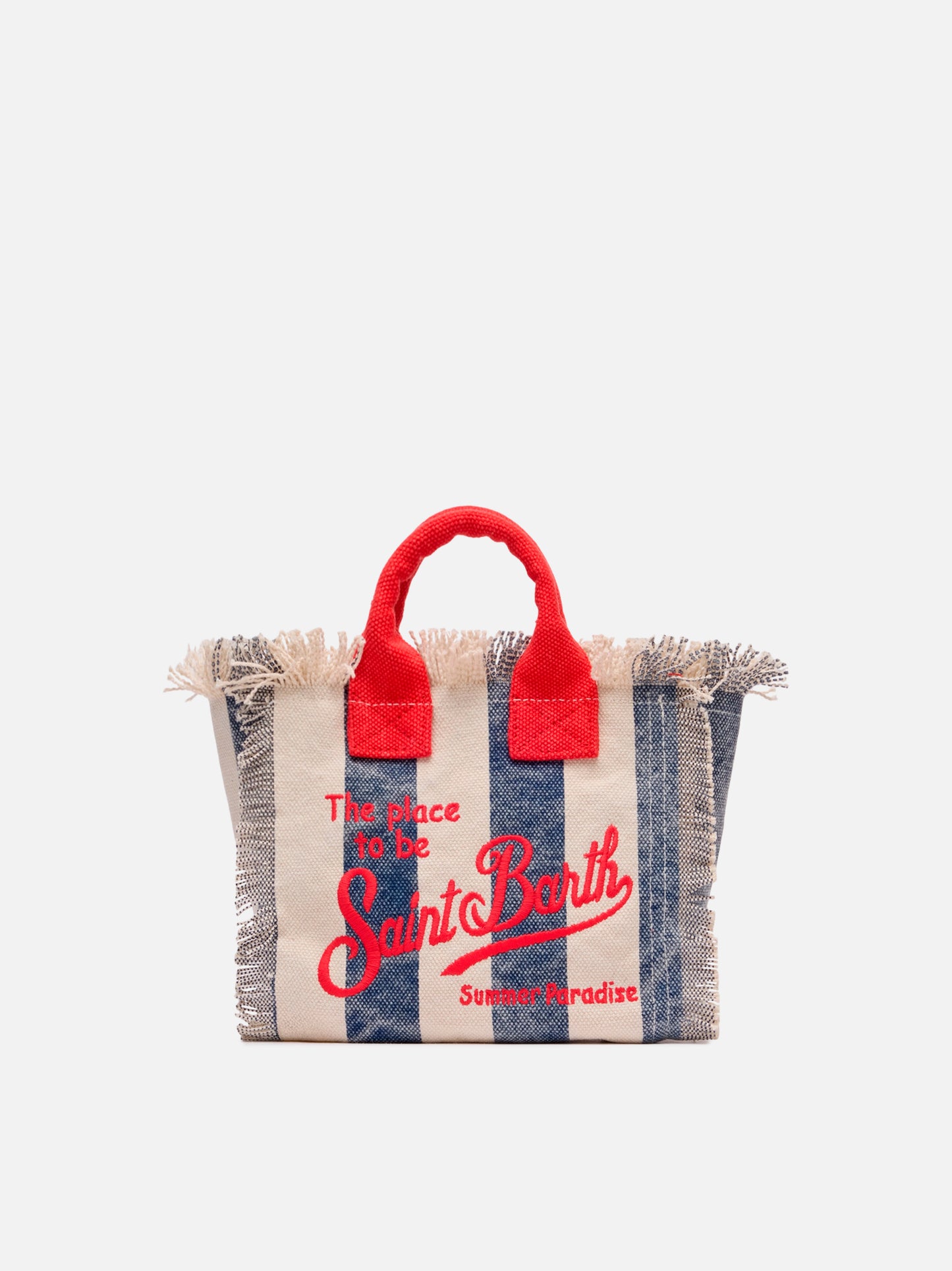 Cotton canvas Mini Vanity bag with striped print