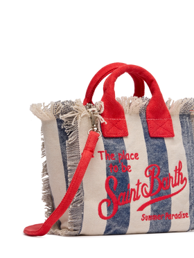 Cotton canvas Mini Vanity bag with striped print - MC2 Saint Barth