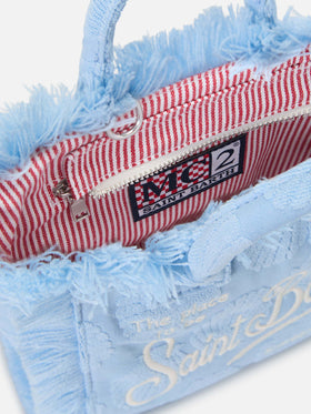 Borsa Vanity mini in tessuto effetto spugna con conchiglie in rilievo