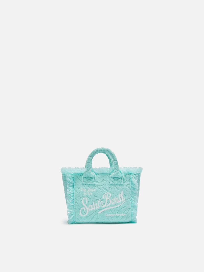 Water green zebra embossed Mini Vanity Sponge Bag