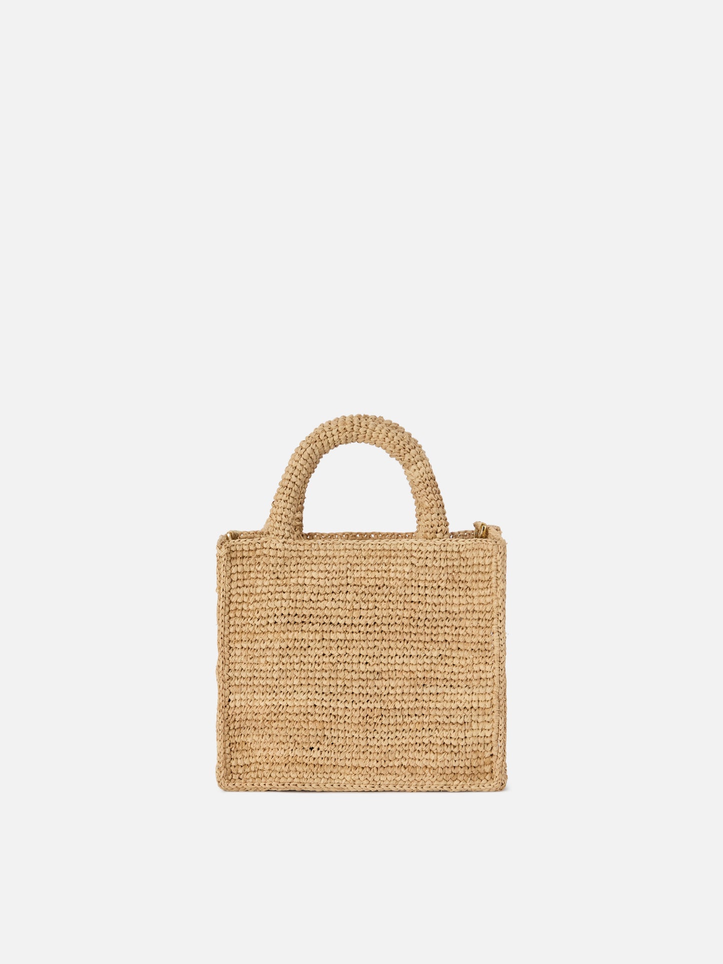 Vanity mini raffia bag with embroidered logo