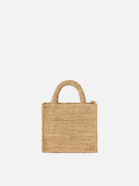 Vanity mini raffia bag with embroidered logo
