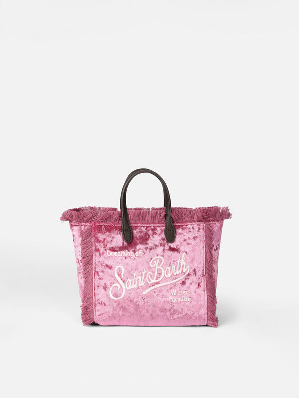 Mini Vanity Handtasche aus rosa Chenille