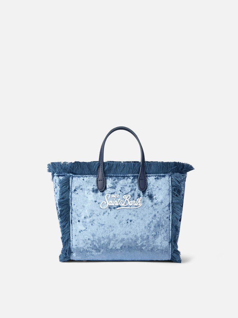 Mini Vanity hellblaue Chenille-Handtasche