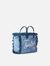 Borsa a mano Mini Vanity in ciniglia azzurra