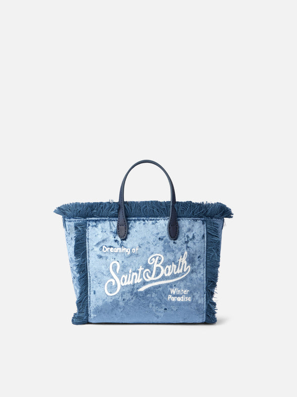 Mini Vanity hellblaue Chenille-Handtasche