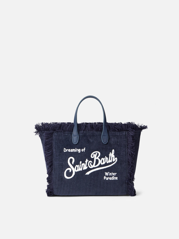 Mini Vanity navy blue corduroy handbag