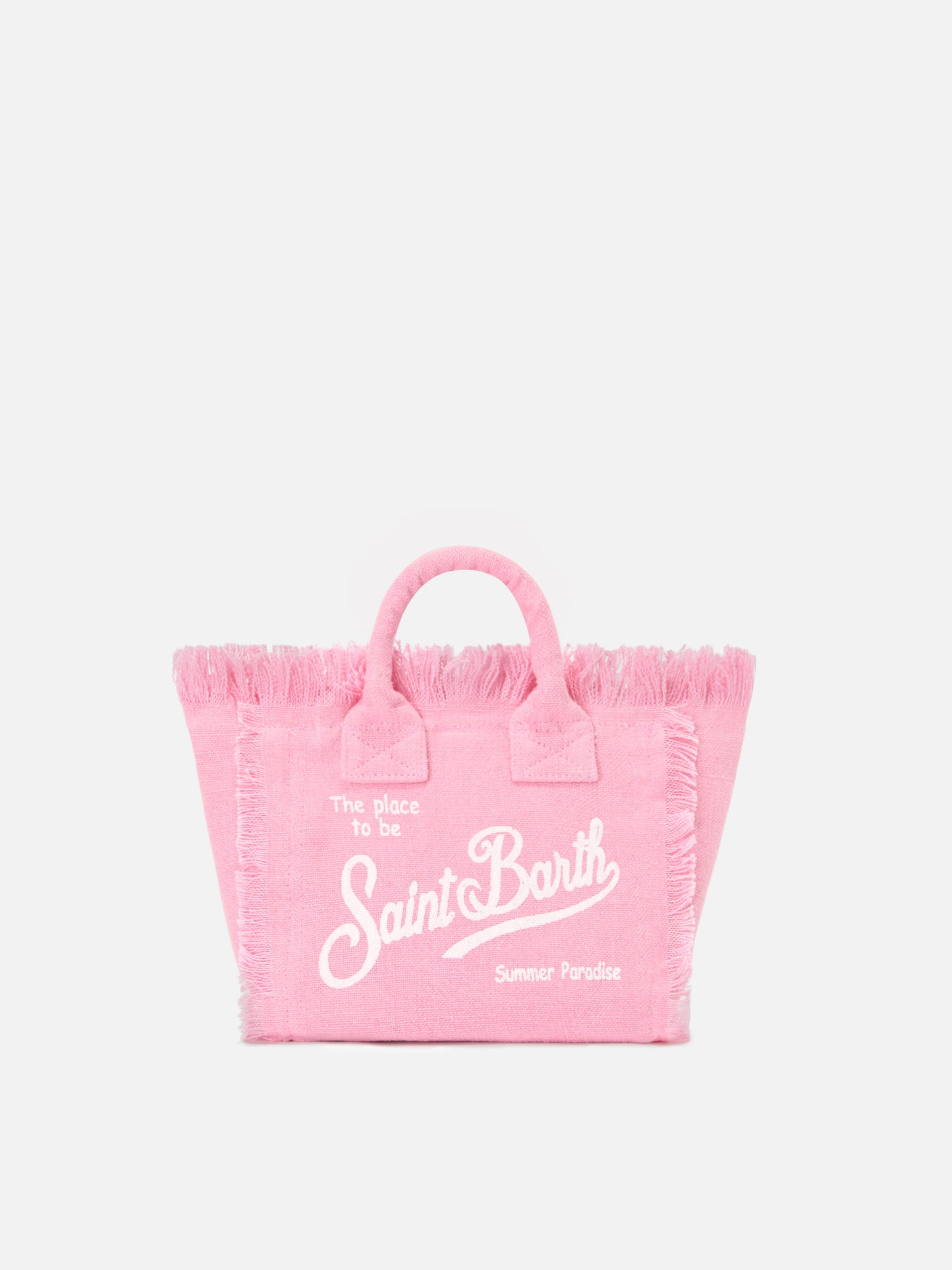 Pink solid color linen Vanity mini bag with removable strap