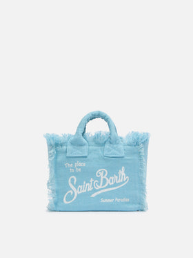 Mini Vanity hellblau aus 100% Leinenbeutel