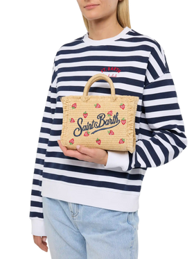 Mini Vanity Straw effect bag with strawberry patch applied - MC2 Saint Barth