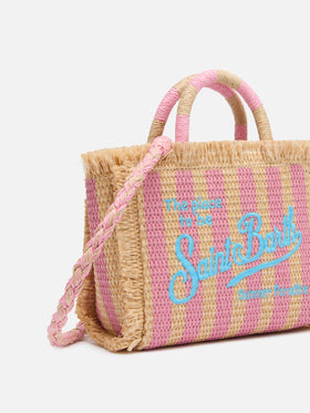 Mini Vanity Straw effect bag with striped print - MC2 Saint Barth