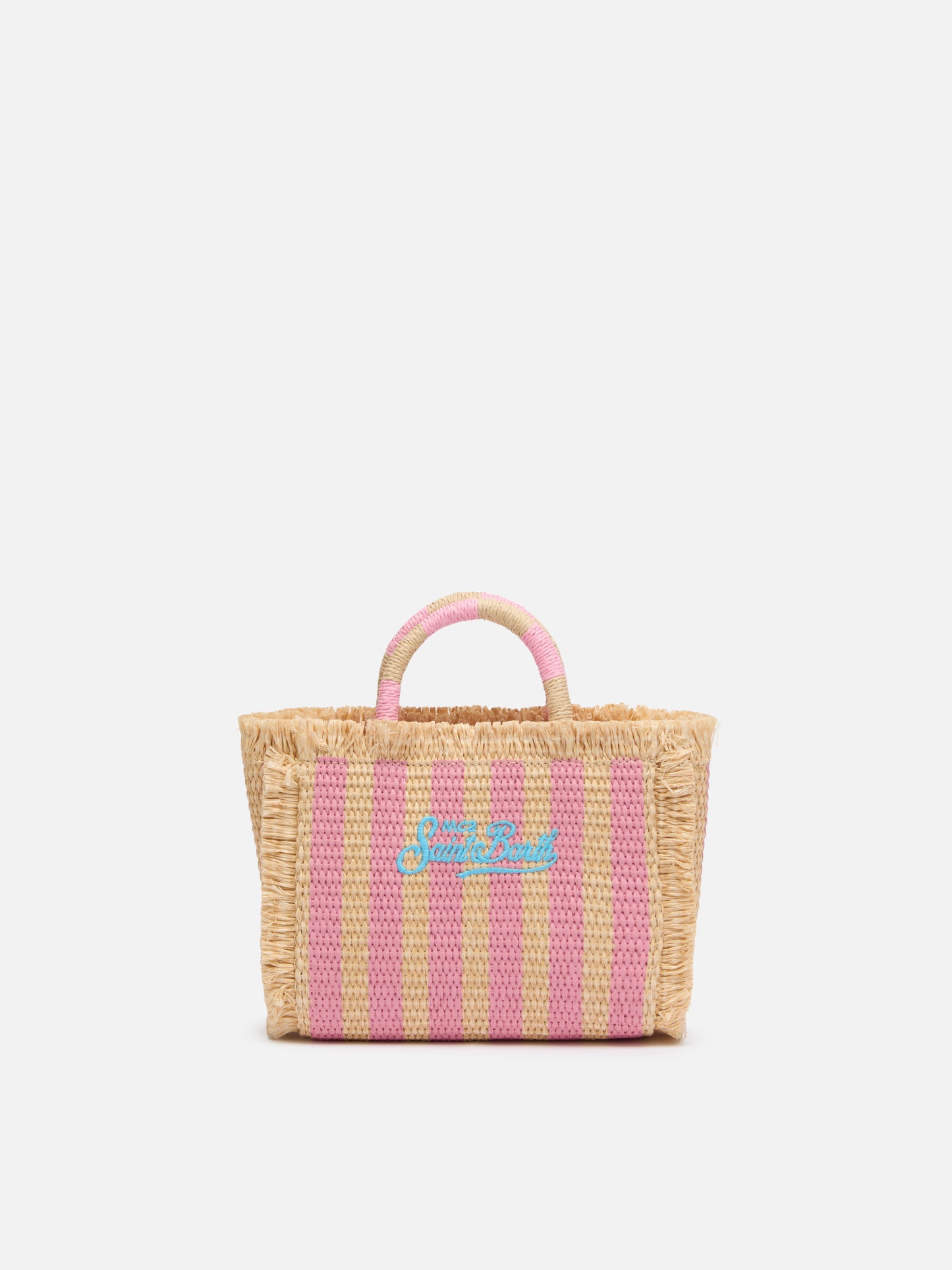 Mini Vanity Straw effect bag with striped print - MC2 Saint Barth