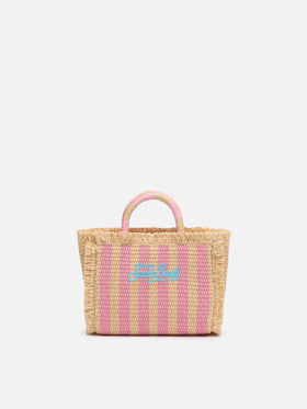 Mini Vanity Straw effect bag with striped print - MC2 Saint Barth