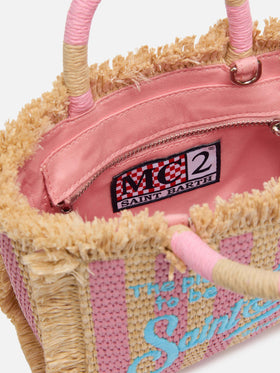 Mini Vanity Straw effect bag with striped print - MC2 Saint Barth