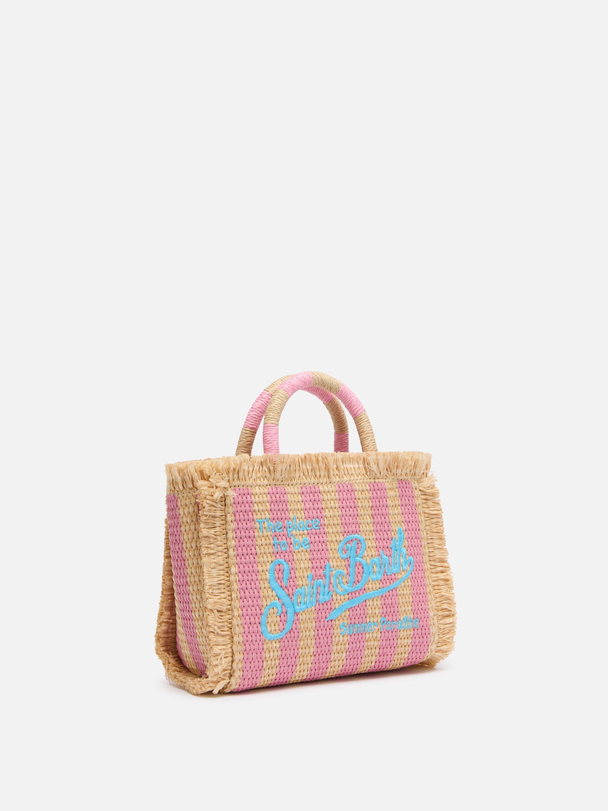 Mini Vanity Straw effect bag with striped print - MC2 Saint Barth