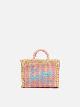 Mini Vanity Straw effect bag with striped print - MC2 Saint Barth