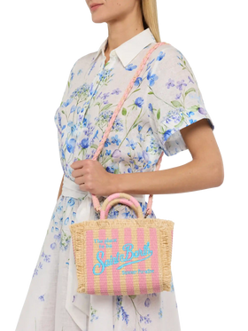 Mini Vanity Straw effect bag with striped print - MC2 Saint Barth