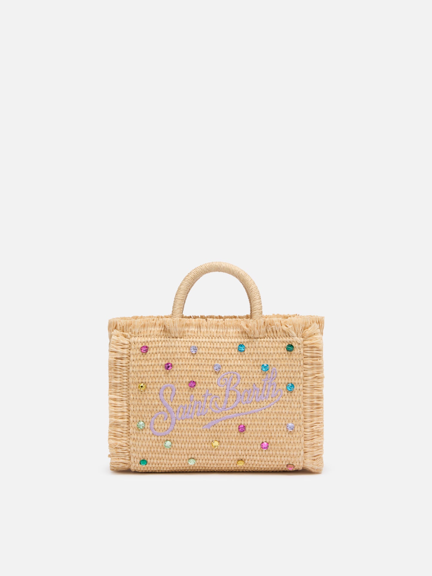 Mini Vanity Straw effect bag with rhinestone embellishment - MC2 Saint Barth