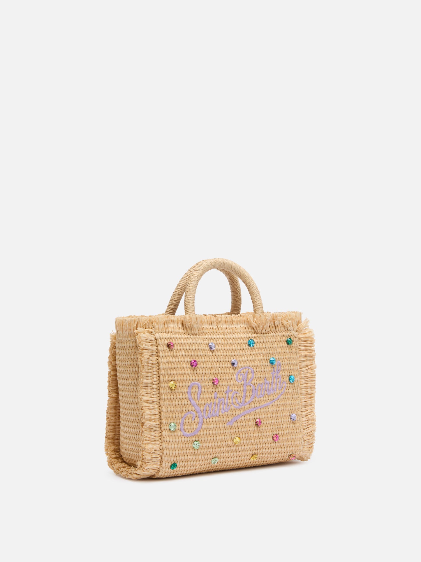 Mini Vanity Straw effect bag with rhinestone embellishment - MC2 Saint Barth