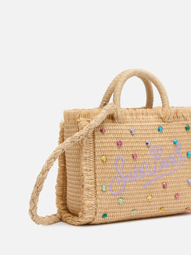 Mini Vanity Straw effect bag with rhinestone embellishment - MC2 Saint Barth