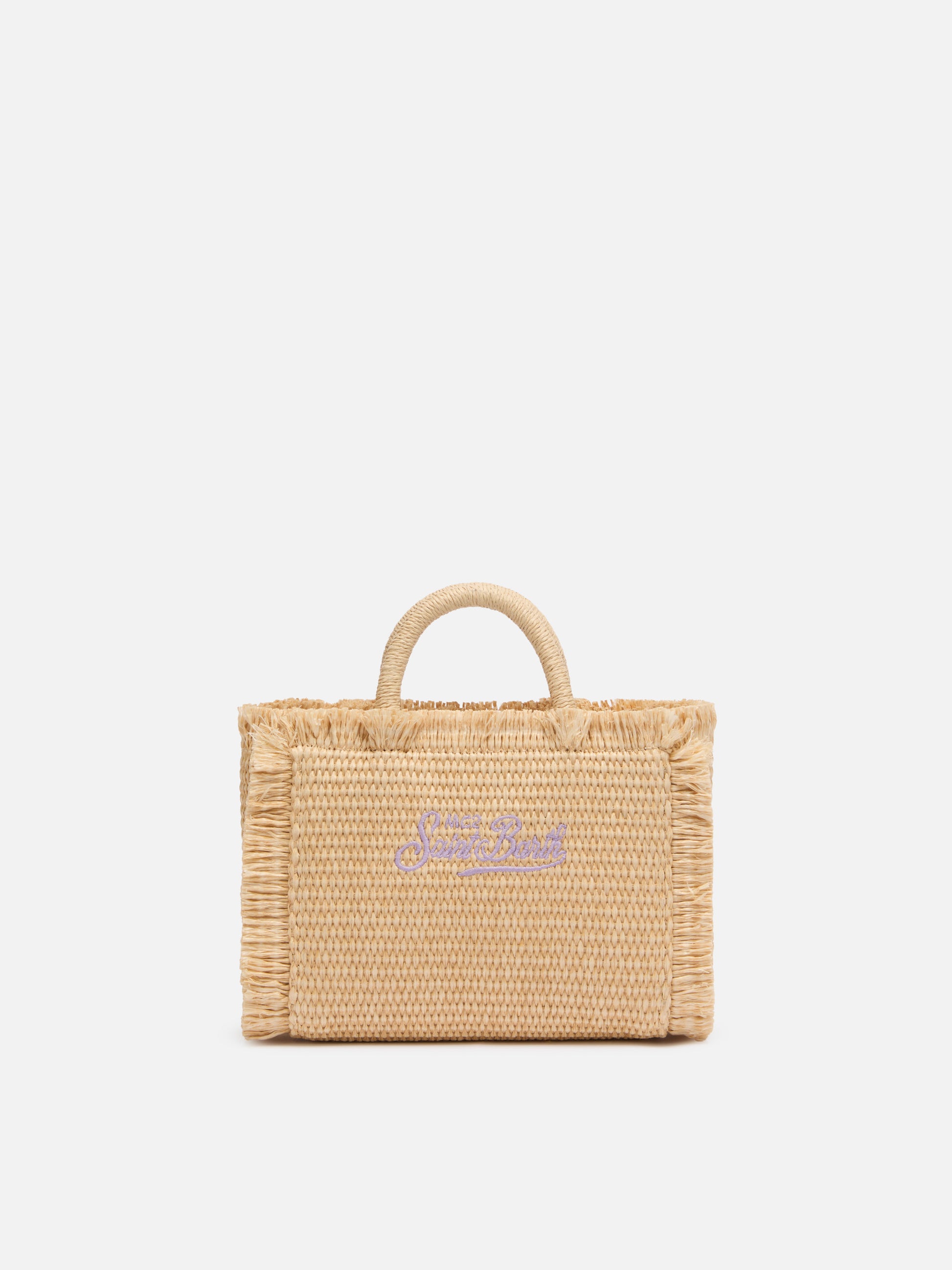 Mini Vanity Straw effect bag with rhinestone embellishment - MC2 Saint Barth