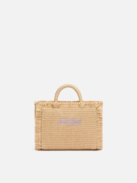 Mini Vanity Straw effect bag with rhinestone embellishment - MC2 Saint Barth