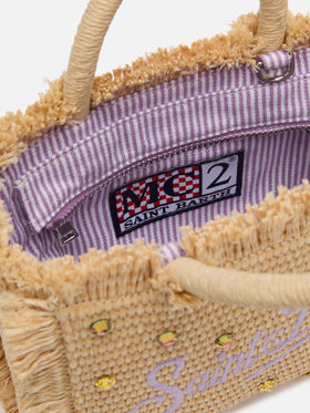 Mini Vanity Straw effect bag with rhinestone embellishment - MC2 Saint Barth