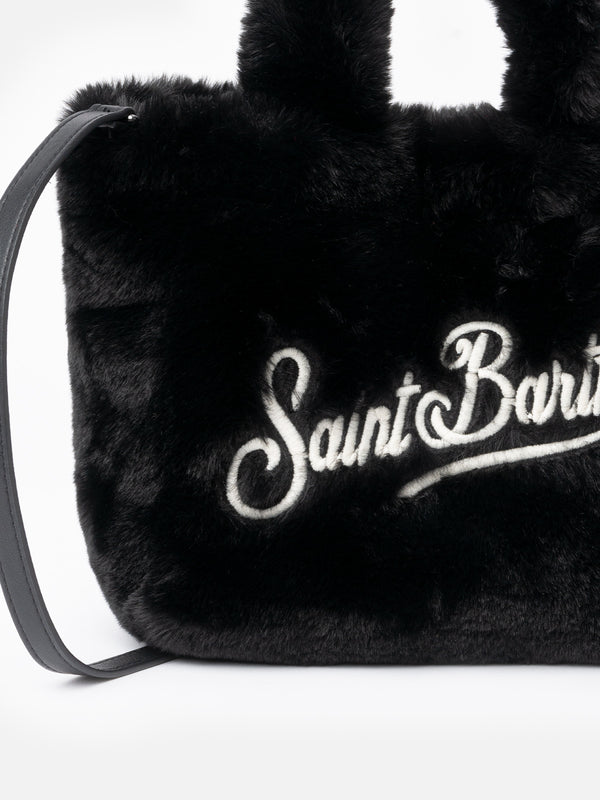 Mini Vanity black furry soft handbag