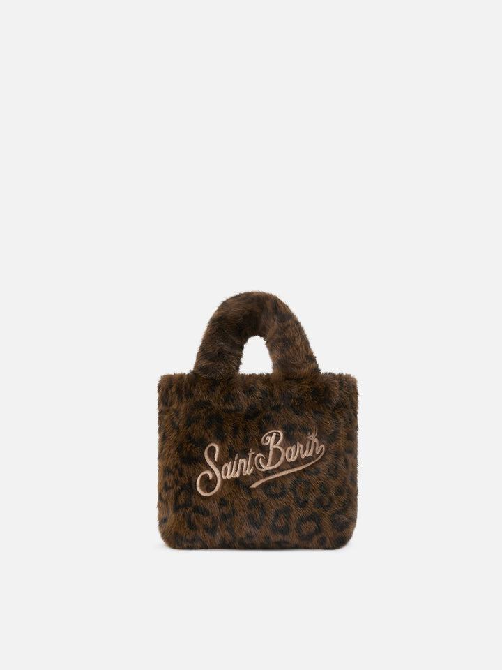 Mini Vanity Soft bag in faux fur with leopard print