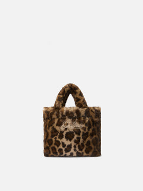 Vanity Mini Soft Handbag in leopard-print faux fur