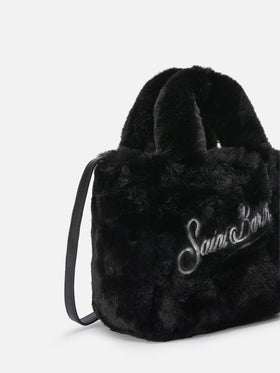 Vanity Mini Soft Handbag in black faux fur