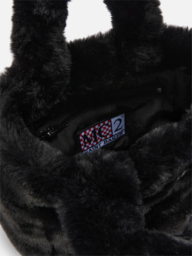 Vanity Mini Soft Handbag in black faux fur