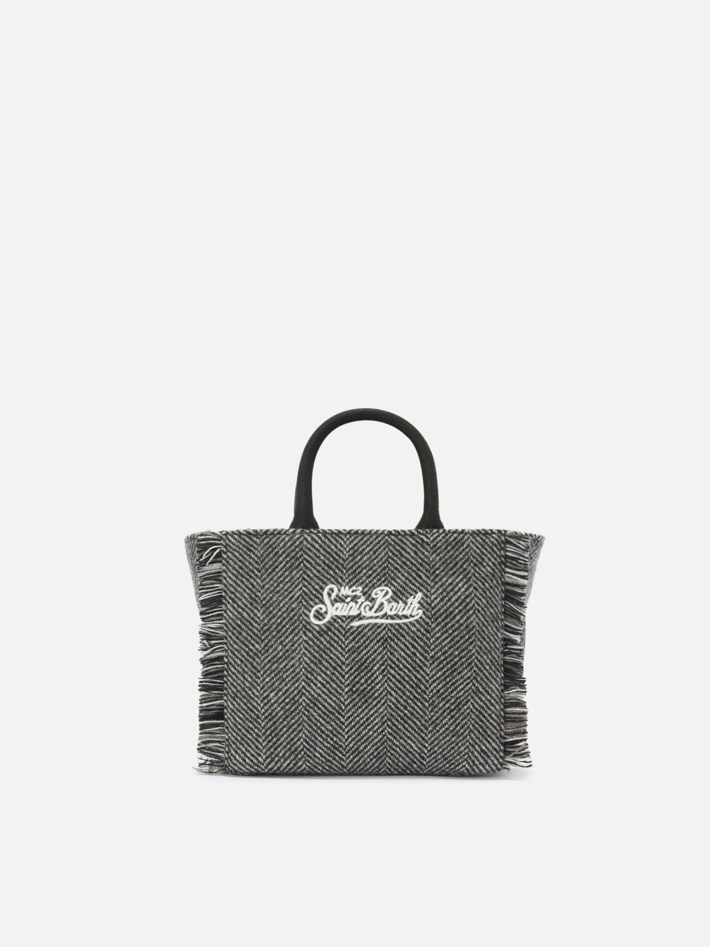Vanity Mini Wool Handbag in herringbone wool blend