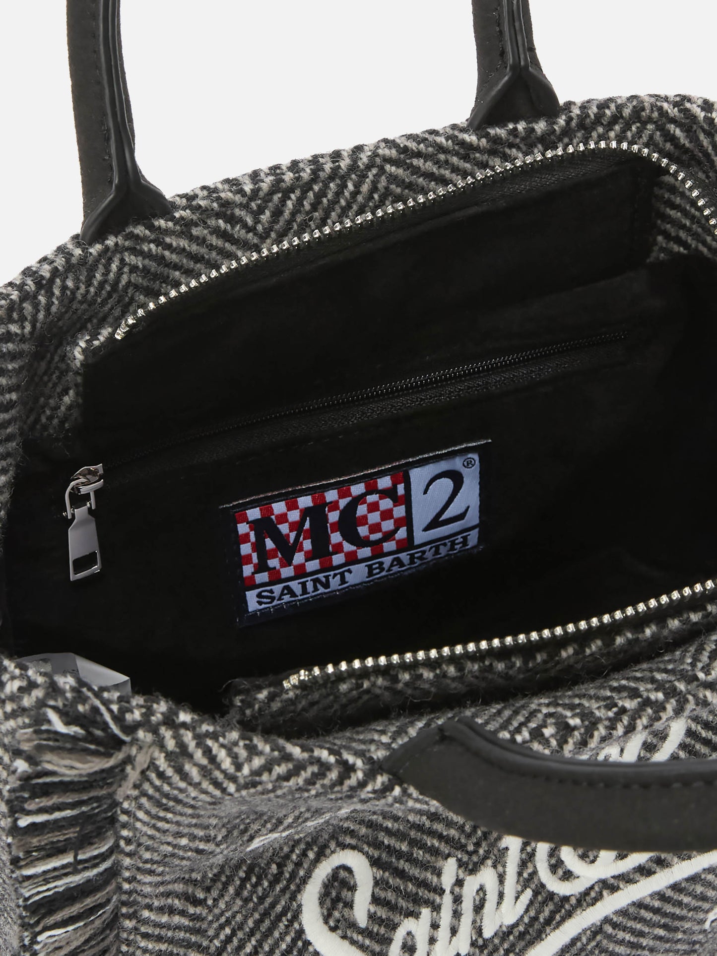 Vanity Mini Wool Handbag in herringbone wool blend