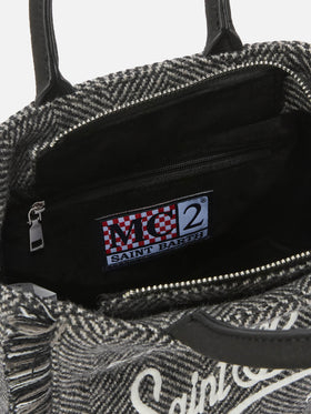 Vanity Mini Wool Handbag in herringbone wool blend