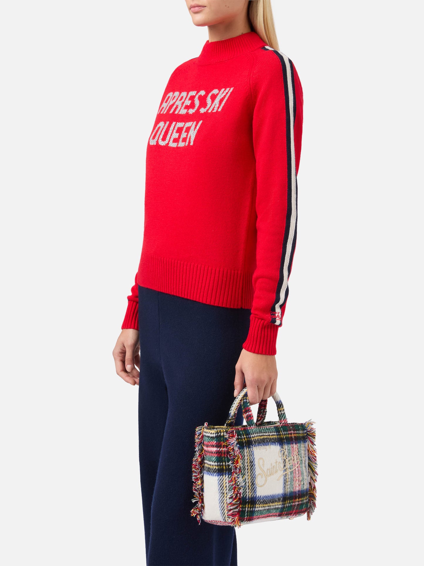 Vanity Mini-Handtasche aus Wollmischung in Tartan-Optik